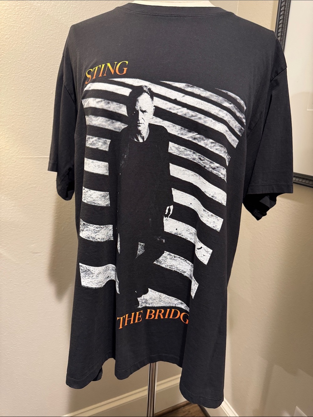 Sting  Black Graphic 'The Bridge' Concert Tee with White Photo Print